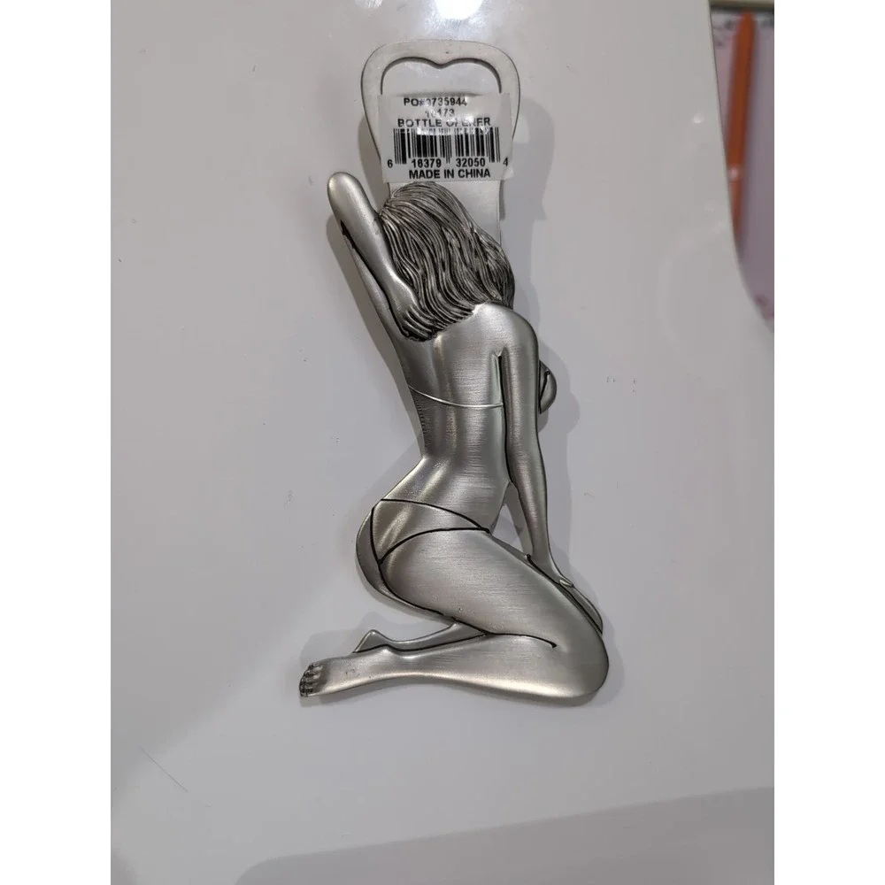 Hawaii Beer Bottle Opener WomanBikini‎ Tropical Flower Pewter Magnet 6